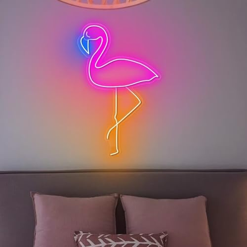 Flamingo Neon Schild, LED Arylic Hänge Rosa Neon Lichter mit dimmbarem Schalter, Flamingo Lampe für Schlafzimmer Bar Spielzimmer Wanddekoration, Geschenke für Mädchen oder Jungen, 40,6 x 15,2 cm