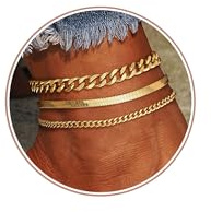 YADOCA 3Pcs Gold Fußkettchen für Damen, 14K Gold Fussketten für Frauen Set Wasserdicht Layered Gold Fußkette für Teenager Mädchen Schmuck Geschenk