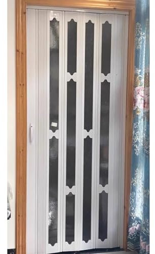 CHZDPP Teleskop-Falttüren Anpassbare PVC-Schiebe-Akkordeon-Türen für Schlafzimmer Büro, Faltende Scheunentür, Kleine/große Größe Raumteiler Schiebetür für Küche Bad(1.9x6.5ft/58x198cm)
