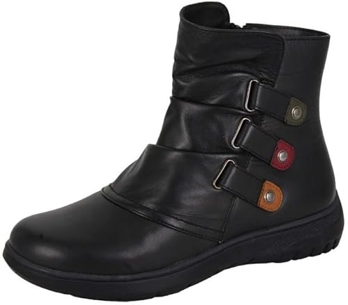 Miss Shoes Softie Leather Side Zip Up Extra Wide Fitting Leather Ankle Boots