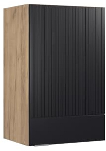 Vicco Hängeschrank Fame-Line, Schwarz gestreift, 45 cm | MDF-Front · Soft-Close · 2 Einlegeböden · Metallgriffe · ✓ Praktischer Stauraum