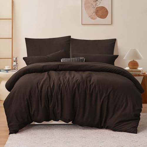 RUIKASI Ropa de cama de 200 x 220 cm, color marrón, 3 piezas, poliéster, microfibra Öko-Tex, funda nórdica de 200 x 220 cm y 2 fundas de almohada de 80 x 80 cm con cremallera, suave y no necesita