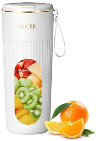 Teksome Petit mixeur pour smoothies, mixeur portable - Extracteur de jus multifonctionnel - Presse-agrumes rechargeable de 340 ml, pour shakes, smoothies, étanche, pour les voyages