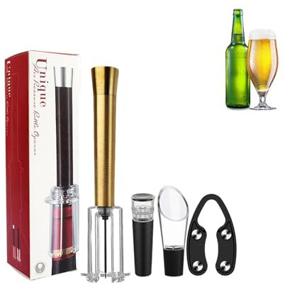 Juego de sacacorchos de vino tinto – Kit de abridor de vino todo en, conjunto de accesorios esenciales para el vino | Abrebotellas de vino versátil con tapón al vacío, abrebotellas y conjunto