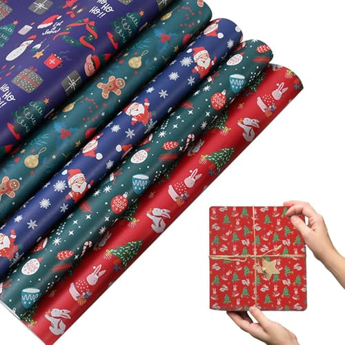 Weihnachtspapier - Weihnachtsgeschenkpapier | Elch gerolltes Geschenkpapier, Geschenkpapier Rolle Weihnachtsbaummuster für Weihnachtsferien, Weihnachtsgeschenkpapier Weihnachtsbaum Muster