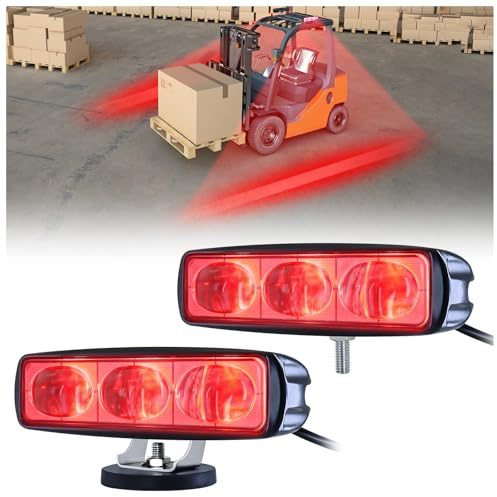 HSYFUNA 2Pcs Forklift Safety Light Red, 30W Straight Line Forklift and AGV Safety Indicator Warehouse Hazardous Area Warning Light for Warehouse and Industrial Use (DC 10-100V)