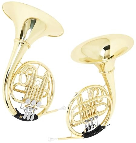 Waldhorn Musikinstrumente 3 Tasten Vergoldetes Waldhorn Bb Split Zweireihiges Messing Musikinstrument