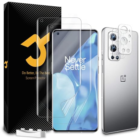 JZG 2 x Protector Pantalla para OnePlus 9 Pro (6,7 Pulgadas) con 2 x Protector de Lente de Cámara, Autorreparación, Compatible Huellas Dactilares ID, HD Clara, Antiarañazos