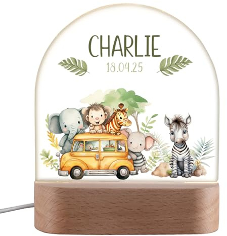 polar-effekt Kinder Nachtlicht aus Acrylglas mit USB-Anschluss - mit Tiermotiv personalisiert - Geschenke zur Taufe & Geburt - Nachttischlampe mit LEDs