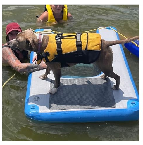 ZHJOPP Pet Dog Climbing Ladder, Dog Water Toys, Dog Inflatable Water Ramp, Pet Auxiliary Climbing Ladder, Suitable for Pet Water Park, Swimming Pool, Beach (Blue/Lxwxh 59x39.4x3.9in)