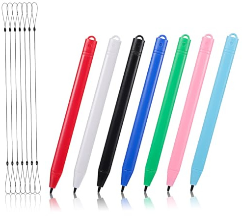HOMSFOU Lot De 7 Stylets pour Tablette Graphique LCD avec Cordon Élastique, Usage Multiple pour Dessin Et Écriture sur Écran Tactile, Accessoire Pratique pour Utilisateurs Créatifs, Couleur Noire