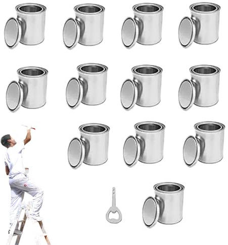 Moreeulsi 12 Pieces Metal Paint Pail, 500ml Paint Pail With Lid, 3.2 X 3.7 Inches Tinplate Unlined Paints Cans, Multipurpose Storage Paints Pails Containers For Arts And Crafts, Projects, Painting