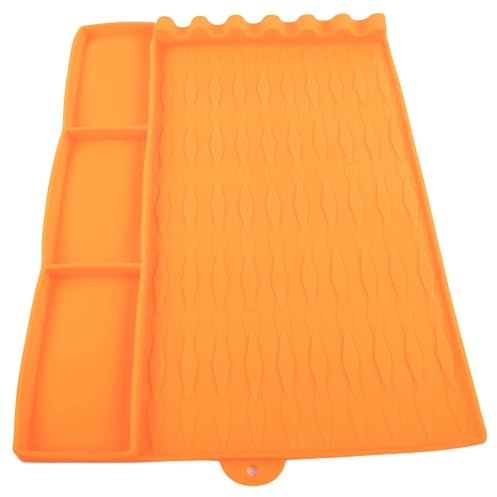 Silikon-Grillmatte mit erhöhten Kanten für einfache Reinigung und Vermeidung von Ölverschüttungen, hängende Trockenfunktion für Grillen und Grillen im Freien, flexibles Aufbewahrungsdesign, Orange