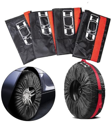 Tidevib Custodia per pneumatici di scorta da 33 a 58 cm, con maniglia, confezione da 4 pezzi, SUV, berlina, furgone, S e L
