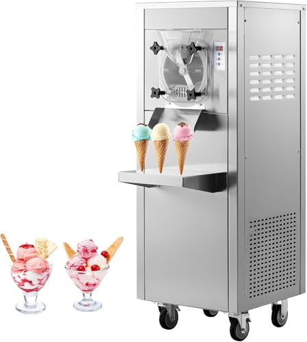 Jocisland Commercial Hard Ice Cream Machine, 20L/H Ice Cream Maker, 1600W with 10L 304 Stainless Steel Cylinder, LED Control Panel, Auto Clean & Pre-Cooling for Restaurant & Snack Bar