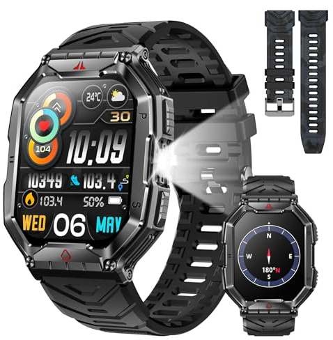 Rmana Smartwatch da uomo, display AMOLED da 2 pollici, chiamate Bluetooth, oltre 100 modalità sportive, compatibile con Android e iPhone