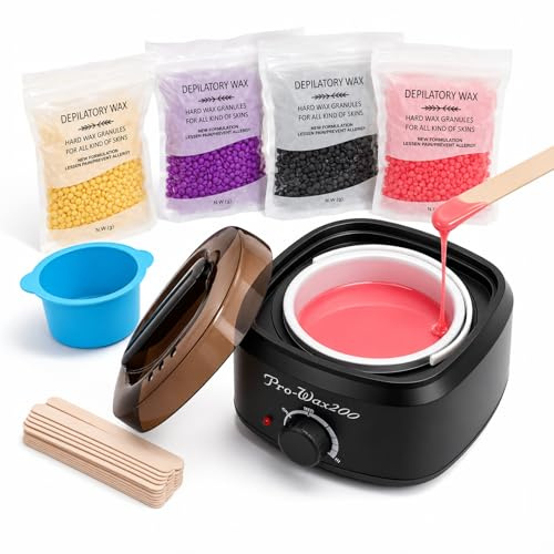 Waxing Set Frauen mit Wachswärmer & Silikon-Schale, Wachs Haarentfernung Set mit 400g Wachsperlen, Warmwachs Haarentfernung für Gesicht, Intimbereich, Bikini & Körper, Heißwachsgerät für Zuhause