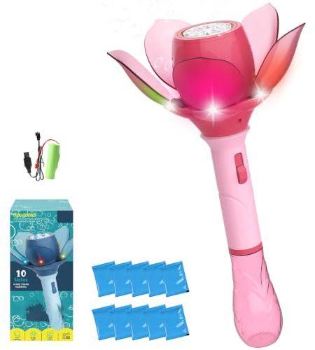 Pistola Bolle di Sapone,Fiore di Loto Pistola a Bolle,Sparabolle di Sapone Automatico,Macchina Elettrica per Bolles di Sapones con Fiori,per Feste All'aperto,Matrimonio