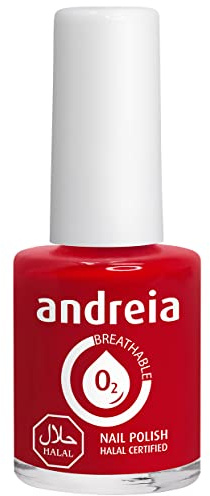 Andreia Nagellack Halal - Atmungsaktiv Luft - Wasser-Durchlässig - Ungiftig Farbintensiv - Naturkosmetik - Farbe B6 Rot - Schattierungen von Rosa 10.5 ml