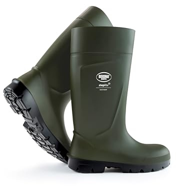 Feather Light Safety Boots for Men and Women, Without Steel Toecap, Non-Slip Sole, Agricultural Work Boots, impervious to Water, mud or detergents, Insulating Down to - 20 Degrees, Green, UK 7