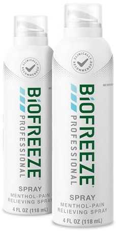 Biofreeze Professional Spray Pain Relief for Knee, Neck, Hip, Joint, Shoulder, & Simple Backache, Arthritis Pain Reliever, Sore Muscle Relief, Colorless Menthol Spray 4 Fl Oz (Pack of 2)