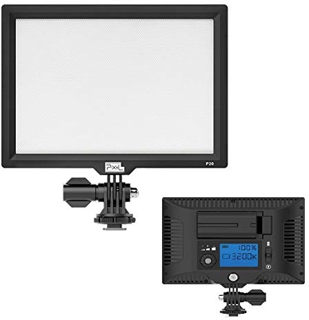 Pixel P20 Panel de luz LED Regulable de 3200K-5600K de Video Iluminación con Adaptador Zapata para Estudio Fotografía, Cámara de Vídeo y Digital SLR Canon Nikon, Pentax, Panasonic, Sony, Samsung