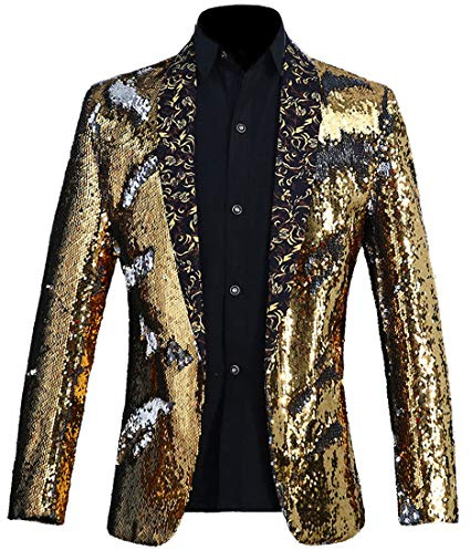 PYJTRL Herren-Blazer mit 2 Farben und glänzenden Pailletten