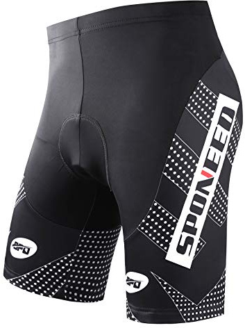 sponeed Men's Bicycle Padded Shorts Racing Pants for Riding Motorbike Man Cycle Wear US M Black White