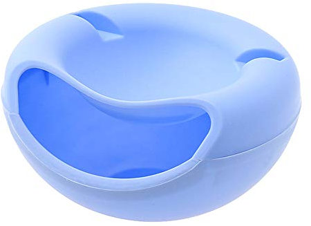 Lazy Snack Schale Handy Halterung, Servier Schale Schüssel für Snacks, Nüsse, Kerne, Obstschale mit Handy Halter, 2 in 1 Doppelschichten Kunststoff Snackschale (Blau)