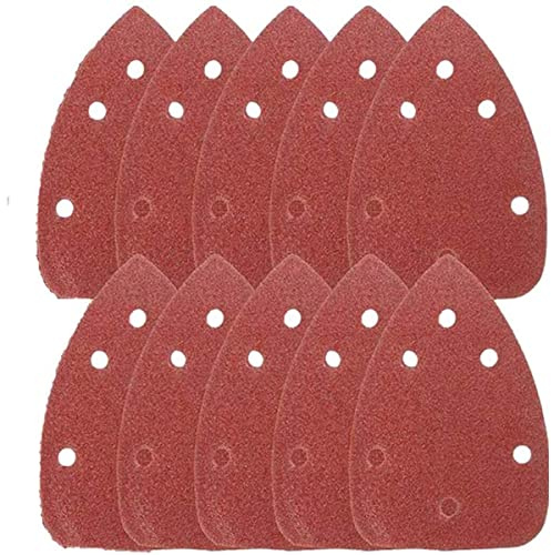 10 Pcs 140 x140 x 98mm 6-Hole Triangle Mouse Detail Sandpaper Hook and Loop Sanding Sheets 120 Grit