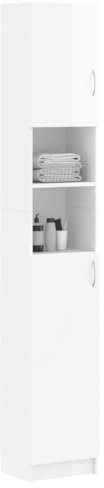 vidaXL Badezimmerschrank Waschküche Regal Badezimmer Schrank Badschrank Badmöbel Hochschrank Hochglanz-Weiß 32×25,5×190 cm