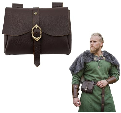 Lord of Battles Mittelalterliche Gürteltasche aus Leder | Renaissance-Kostüm | LARP Taille Kostüm COSPLAY | Kuriertasche