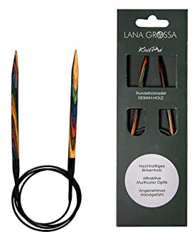 Lana Grossa Rundstricknadel Design-Holz | Stricknadeln aus Birkenholz, ergonomisch & farbig | Ideal für Pullover, Schals, Mützen & weitere Rundprojekte 60/10,0