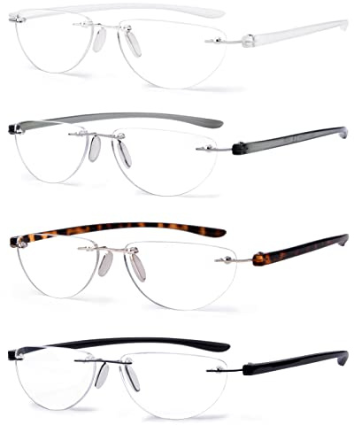 Eyekepper 4er Pack Randlose Lesebrille Brille Damen Herren Halbmond Lesehilfe