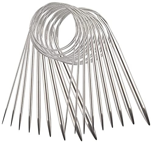 YXHZVON 9 Stück Edelstahl Rundstricknadeln Set, 80cm Stricknadeln Metall Professionelle Garnnadeln für Webprojekte (2,5mm/3,5mm/4,5mm/5,5mm/6mm/7mm/8mm/9mm/10mm)