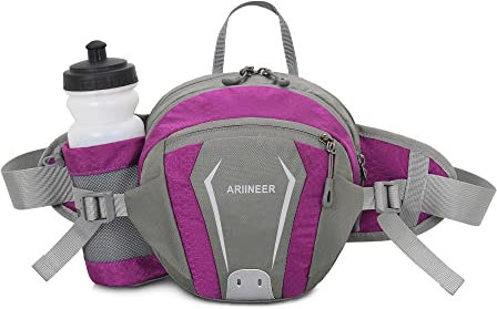 Ariineer Gürteltasche mit Wasserflaschenhalter Bauchtasche mit verstellbarem Gürtel für Camping Klettern Reisen Outdoor Sport Hundespaziergang Geschenke für Damen Herren Damen (lila)