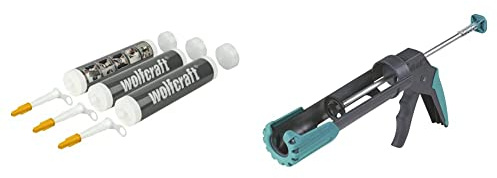 Bundle of wolfcraft Pistola de cartuchos MG 200, 4352000, Pistola estándar con extras de comodidad + wolfcraft Cartuchos vacíos I 4044000 I Para emplastes de junta preparados por usted mismo