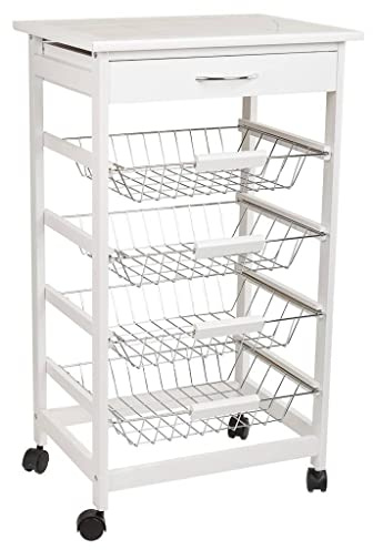 WANDERLUST DECO Carro de Cocina de Madera Blanco 47x37x82h cm