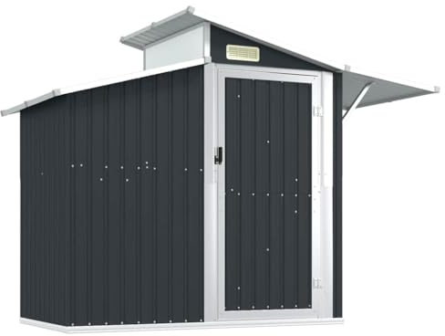 vidaXL Cobertizo de jardín Acero galvanizado Antracita 270x130x208,5cm, cobertizo de jardín para Herramientas, cobertizo de Exteriores, caseta para Herramientas de jardín