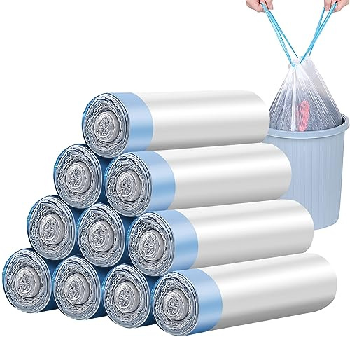 Sadocom Starke Müllbeutel 15L,10 Rollen,150 Stück 40x50cm mit Kordelzug,Unparfümierter Müllbeutel für Küche Büro (blau) | Beutel mit Kordelzug, geruchlose Müllbeutel für Küche, Büro