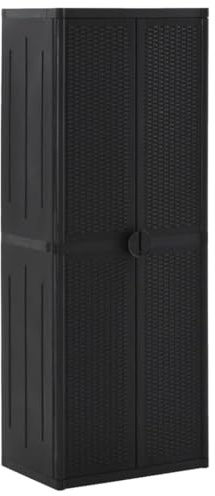 vidaXL Gartenschrank Schwarz 65x45x172 cm PP Rattan