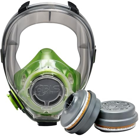 BLS 5600 221 A2P3 R D Masque Complet avec Joint en TPE et 2 Filtres Remplaçables 221 A2P3 avec Raccord à Baïonnette b-lock. Pour Gaz/Vapeurs, Poussières, Peinture, Masticage et Solvants