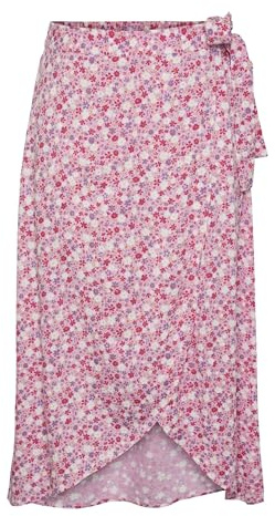 PIECES Falda Cruzada para Mujer Pctala Wrap Noos BC, Rosa Caliente/AOP: Multi Flor, M