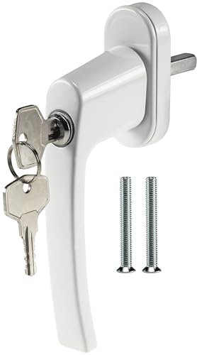 Manilla de ventana con llave, blanca, 2 llaves