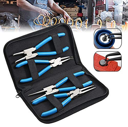 JMorCO Mini-Zangen-Set, Zangen, 4-teilig, 17,8 cm, 175 mm, Lange Nase, Sicherungsringzangen-Set, Schnapp-Innen-Außen-Sicherungsring-Zangen-Set, DIY-Werkzeug zum Entfernen von Perlen und Schmuck