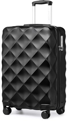 British Traveller Maleta de Cabina 54cm Maletas de Viaje Cabina Rígida con 4 Ruedas Dobles y Cierre de Combinación (Negro)