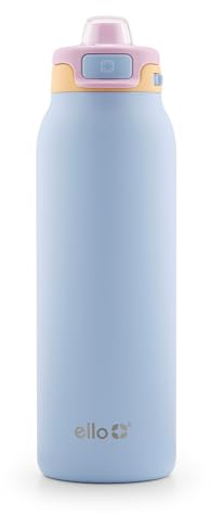 Ello Pop & Fill 32oz Stainless Steel Water Bottle with Quick Fill Technology, Double Walled and Vacuum Insulated Metal, Leak Proof Locking Lid, Sip and Chug, Reusable, BPA Free, Coastal Sunrise