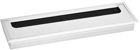 QUARKZMAN Copertura per Foro Cavi 265mm x 70mm in Lega di Alluminio Rettangolare per Scrivania, Passacavi per Cavi Elettrici, Organizzatore Cavi per Scrivania Pc, Tonalità Argento
