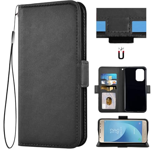 Auotu PU-läderplånbok fodral flip fodral med stativ kortplats design för Doro 8100/Doro 8100 Plus/Doro 8110/Doro 8110 Plus smartphone (svart)