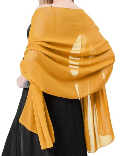 lifwimner Stola Damen Halstuch Chiffon Sommer Schal Damen Festliche Stola für Abendkleid oder Brautkleid Hochzeit Scarf (Gelb)